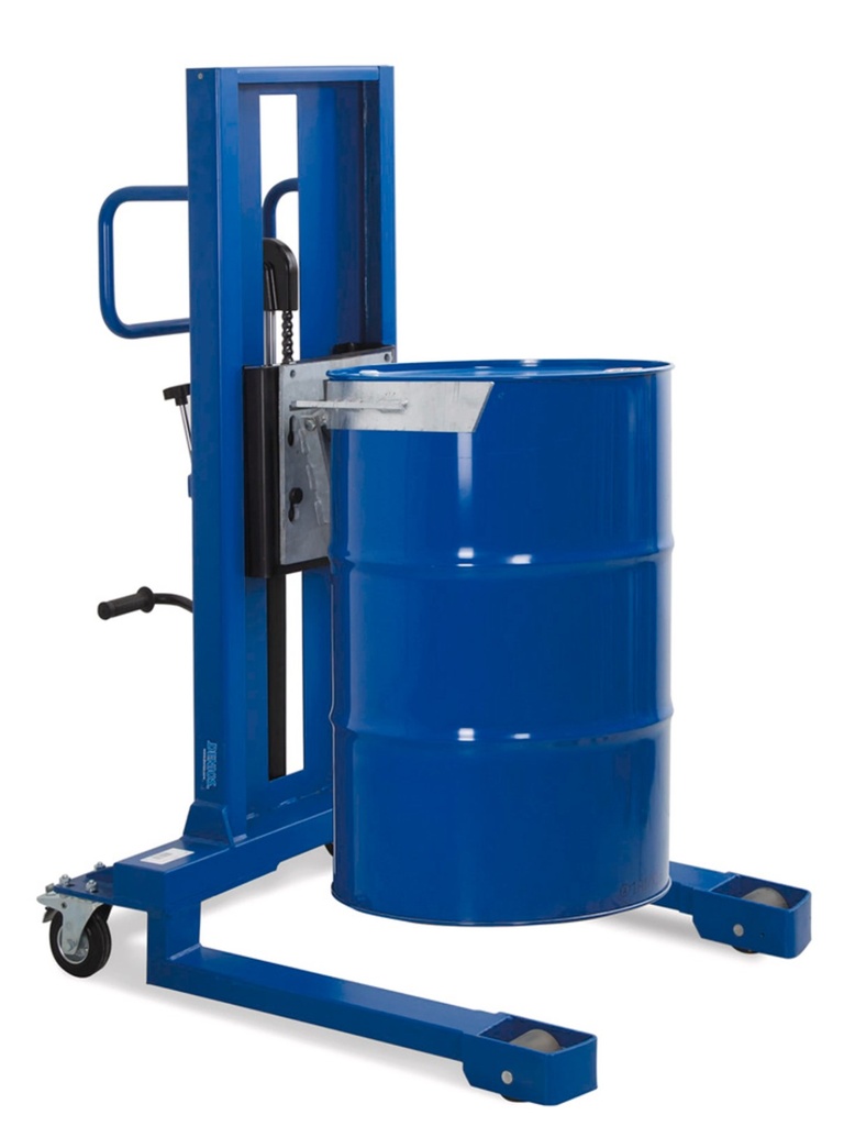 Dvižni voziček za sode, dvižna višina 0-520 mm, široko podvozje, za 200 l kovinske sode