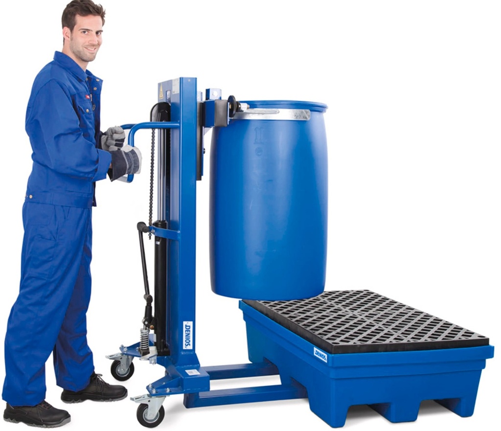 Dvižni voziček za kovinske in plastične sode, višina dviga 120-520  mm, ozko podvozje, za 200-220 l sode