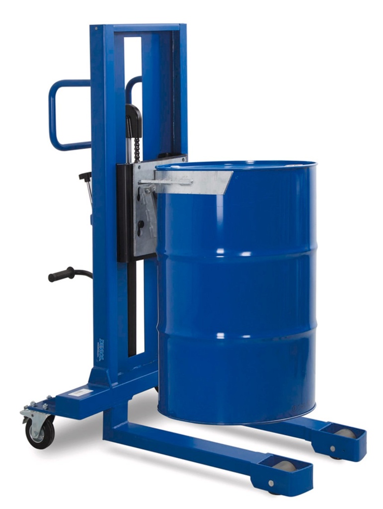 Dvižni voziček za sode | višina dviga 120-520 mm | ozko podvozje | za 200 litrske kovinske sode