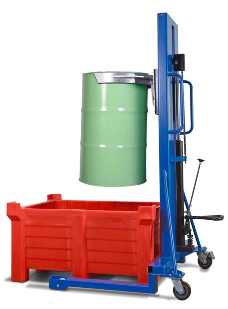 Dvižni voziček za sode | višina dviga 0-1170 mm | široko podvozje | za 200 litrske kovinske sode