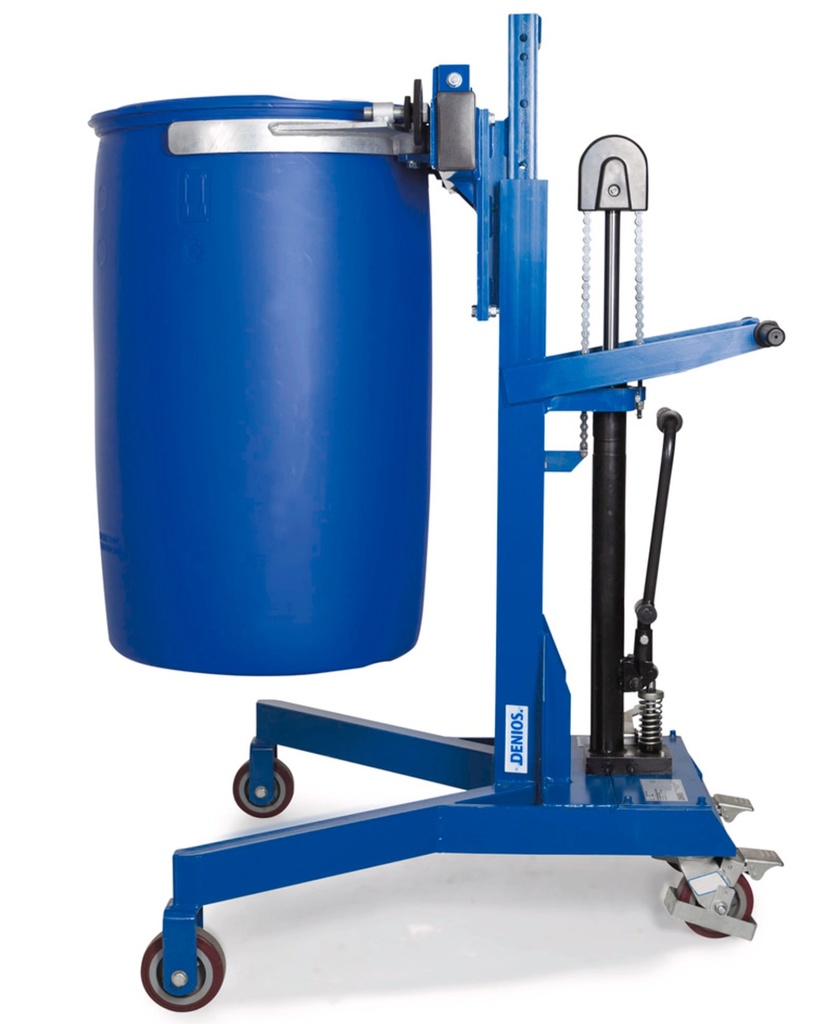 Dvižni voziček za sode | Eco | višina dviga 0-500 mm | podvozje v obliki črke V | za 200-220 litrske kovinske in plastične sode